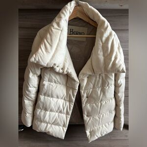 Herno Cream Puffer Bomber Jacket